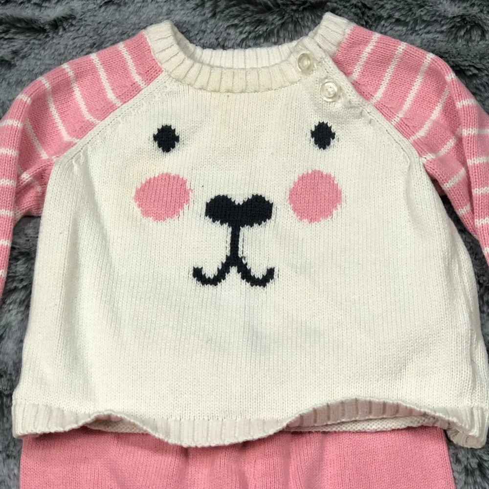 Cherokee Pink Bear Sweater Outfit size 3 months - Picture 9 of 11